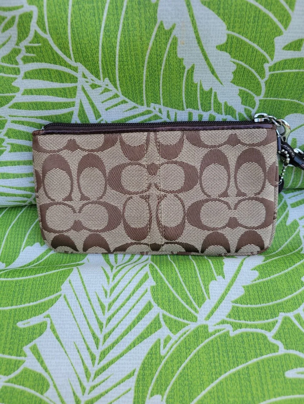 Coach Signature Canvas and Suede Stripe Wristlet